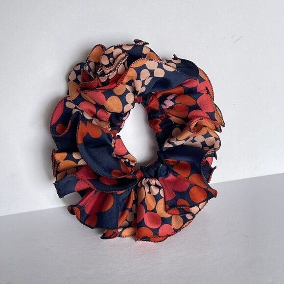 New Women Red Scrunchie Ruffled design Multicolor Polkadots - Picture 7 of 12